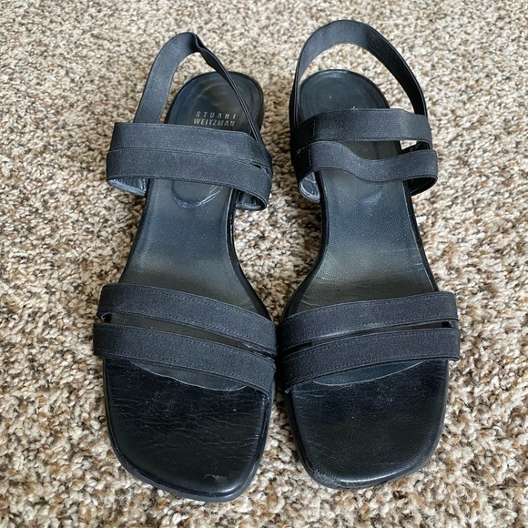 Stuart Weitzman Strappy Block Kitten Heel Sandals - Picture 2 of 7